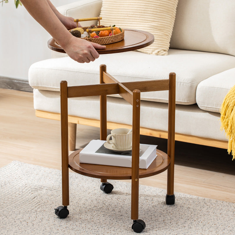 4 Legs End Table Wood Round Side End Table with Shelves for Living Room Clearhalo 'Coffee & Accent Tables' 'End & Side Tables' 'end_side_table' 'end_side_tables' 'furn' 'furn_end_side_tables' 'Furniture' 'furniture_end_side_table' 'Living Room Furniture' 5072721