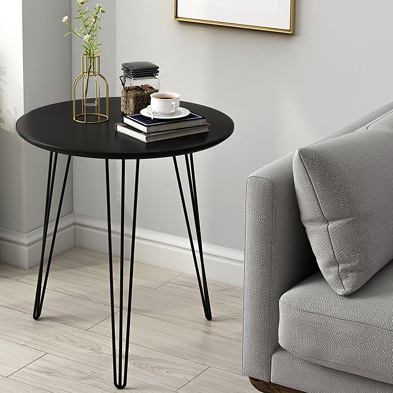3 Legs Steel End Table Wood Round Side Table for Loving Room Black 18"H x 16"L x 16"W Clearhalo 'Coffee & Accent Tables' 'End & Side Tables' 'end_side_table' 'Furniture' 'furniture_end_side_table' 'Living Room Furniture' 5072822