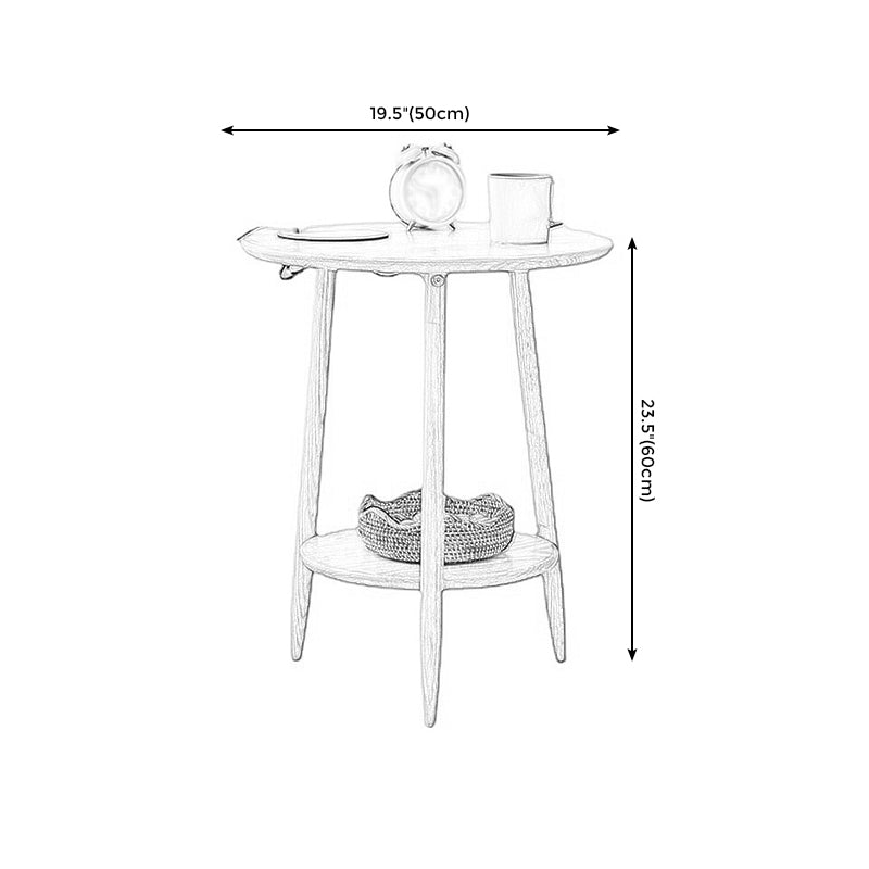 23.6"/27.5" Tall 3 Legs End Table Wood White/Natural/brown Round Side Table with Shelf Clearhalo 'Coffee & Accent Tables' 'End & Side Tables' 'end_side_table' 'Furniture' 'furniture_end_side_table' 'Living Room Furniture' 5072841