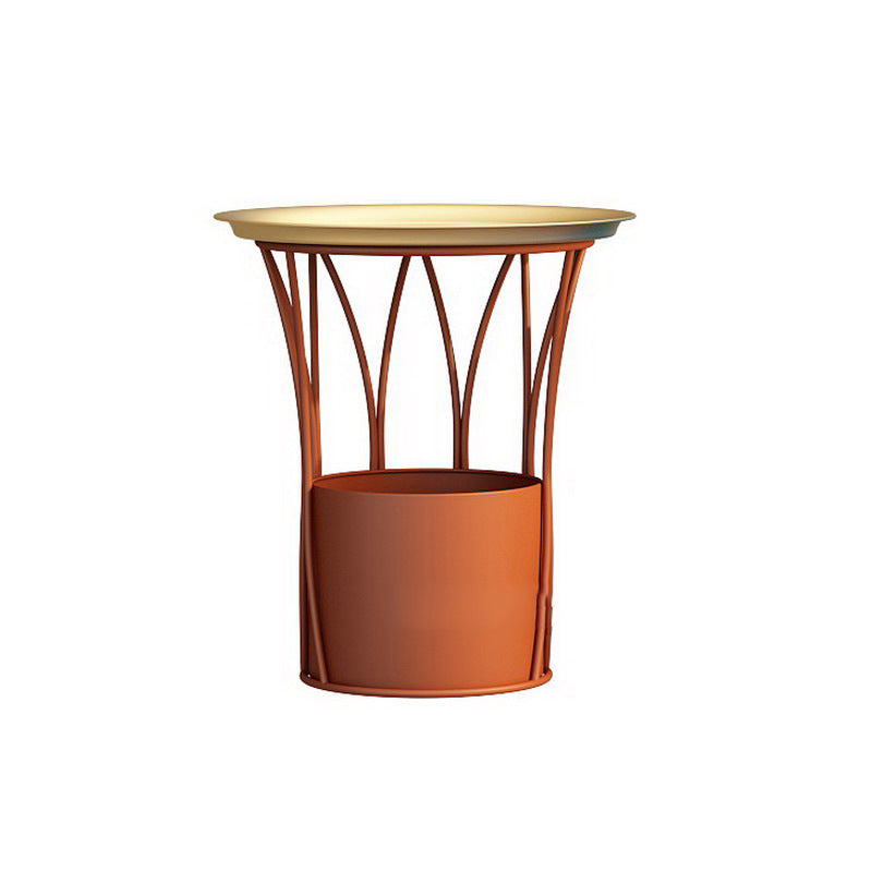 Iron Pedestal Side Table Round Tray Top Side End Table with Storage 16"L x 16"W x 19"H Orange Yellow Clearhalo 'Coffee & Accent Tables' 'End & Side Tables' 'end_side_table' 'end_side_tables' 'furn' 'furn_end_side_tables' 'Furniture' 'furniture_end_side_table' 'Living Room Furniture' 5072844