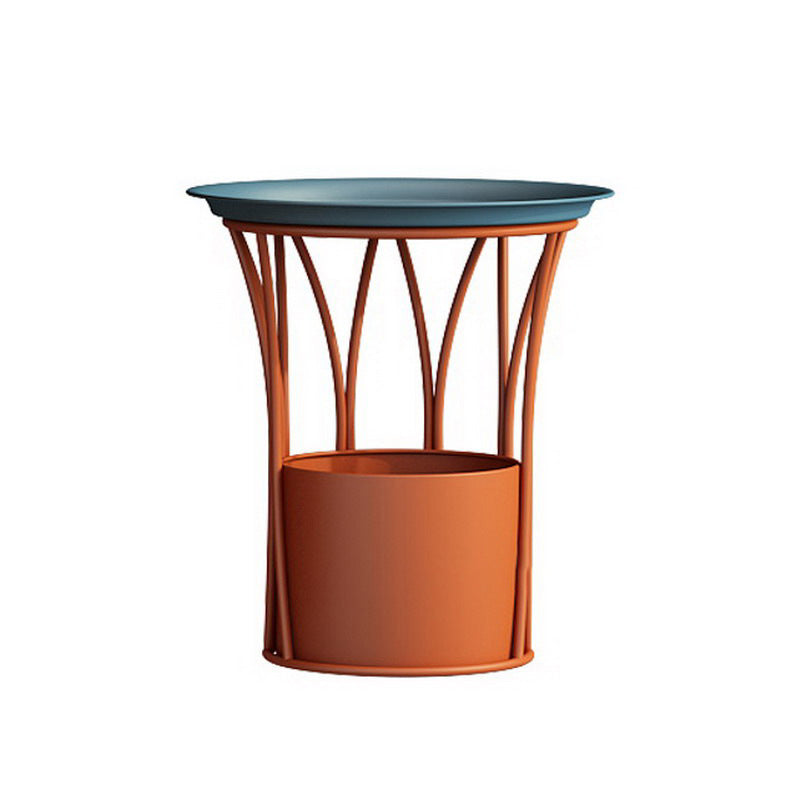 Iron Pedestal Side Table Round Tray Top Side End Table with Storage 20"L x 20"W x 22"H Orange Blue Clearhalo 'Coffee & Accent Tables' 'End & Side Tables' 'end_side_table' 'end_side_tables' 'furn' 'furn_end_side_tables' 'Furniture' 'furniture_end_side_table' 'Living Room Furniture' 5072849