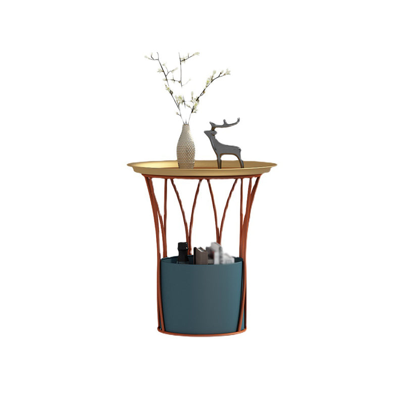 Iron Pedestal Side Table Round Tray Top Side End Table with Storage Clearhalo 'Coffee & Accent Tables' 'End & Side Tables' 'end_side_table' 'end_side_tables' 'furn' 'furn_end_side_tables' 'Furniture' 'furniture_end_side_table' 'Living Room Furniture' 5072852
