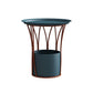 Iron Pedestal Side Table Round Tray Top Side End Table with Storage 20"L x 20"W x 22"H Blue Clearhalo 'Coffee & Accent Tables' 'End & Side Tables' 'end_side_table' 'end_side_tables' 'furn' 'furn_end_side_tables' 'Furniture' 'furniture_end_side_table' 'Living Room Furniture' 5072853