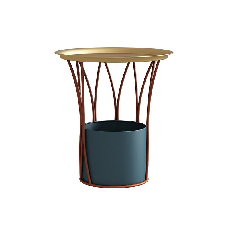 Iron Pedestal Side Table Round Tray Top Side End Table with Storage Clearhalo 'Coffee & Accent Tables' 'End & Side Tables' 'end_side_table' 'end_side_tables' 'furn' 'furn_end_side_tables' 'Furniture' 'furniture_end_side_table' 'Living Room Furniture' 5072854