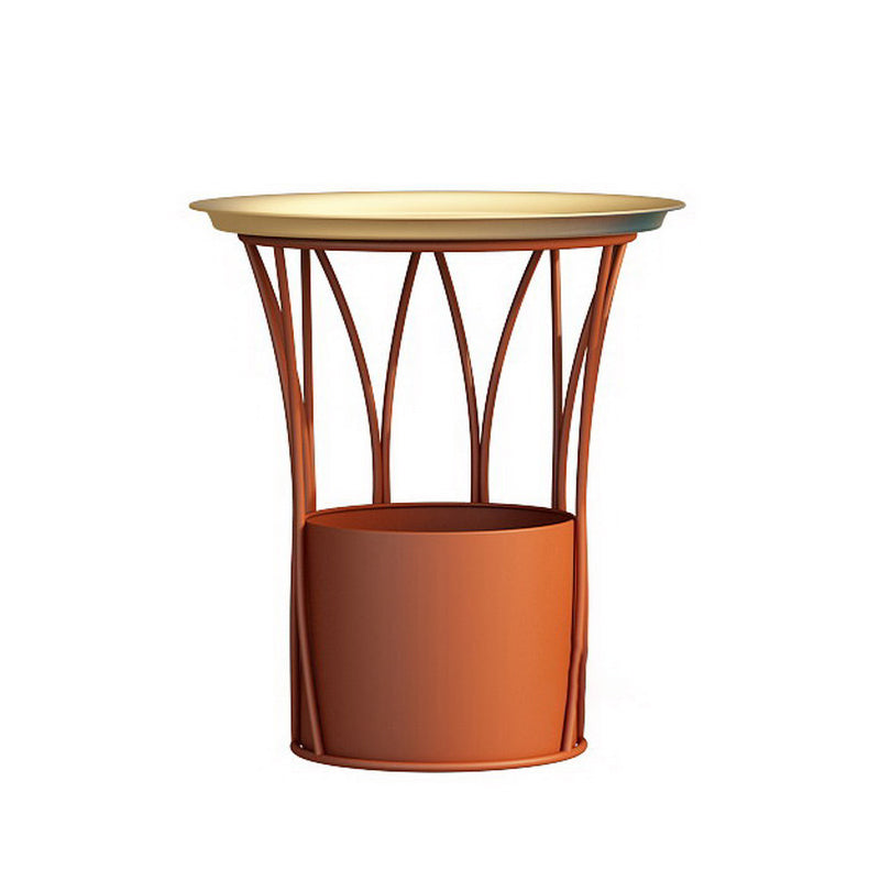 Iron Pedestal Side Table Round Tray Top Side End Table with Storage 20"L x 20"W x 22"H Orange Yellow Clearhalo 'Coffee & Accent Tables' 'End & Side Tables' 'end_side_table' 'end_side_tables' 'furn' 'furn_end_side_tables' 'Furniture' 'furniture_end_side_table' 'Living Room Furniture' 5072861