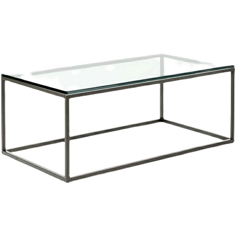 17.7" Tall Modern Steel Frame Base Glass Rectangular Table Top Coffee Table Clearhalo 'Coffee & Accent Tables' 'Coffee Tables' 'coffee_tables' 'furn' 'furn_coffee_tables' 'Furniture' 'furniture_coffee_tables' 'Living Room Furniture' 5072892
