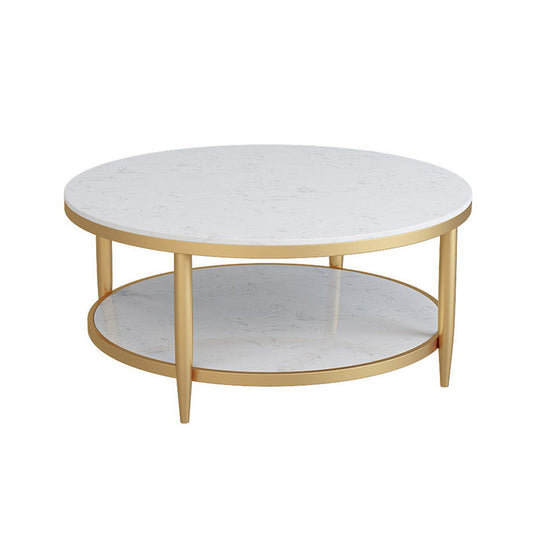 4 Legs 1 Single Coffee Table Modern Marble Round Cocktail Table Clearhalo 'Coffee & Accent Tables' 'Coffee Tables' 'coffee_tables' 'furn' 'furn_coffee_tables' 'Furniture' 'furniture_coffee_tables' 'Living Room Furniture' 5072903