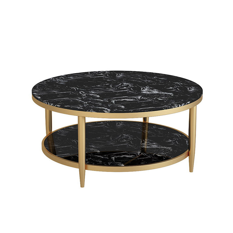 4 Legs 1 Single Coffee Table Modern Marble Round Cocktail Table Clearhalo 'Coffee & Accent Tables' 'Coffee Tables' 'coffee_tables' 'furn' 'furn_coffee_tables' 'Furniture' 'furniture_coffee_tables' 'Living Room Furniture' 5072907