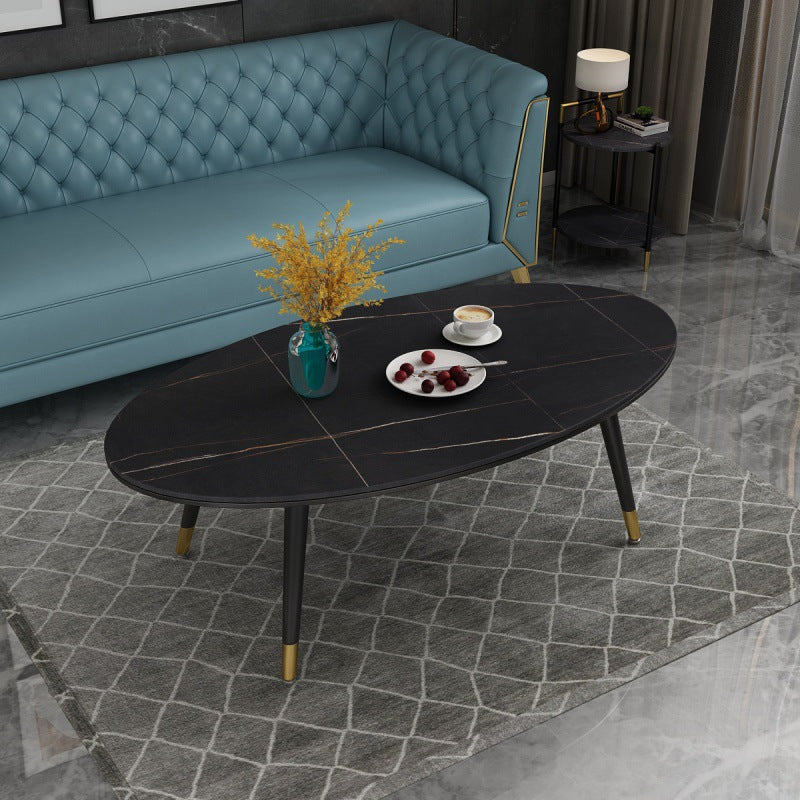 18.8" Tall Modern Ironcraft 4 Legs Black/white Slate Top Coffee Table Clearhalo 'Coffee & Accent Tables' 'Coffee Tables' 'coffee_tables' 'furn' 'furn_coffee_tables' 'Furniture' 'furniture_coffee_tables' 'Living Room Furniture' 5072935