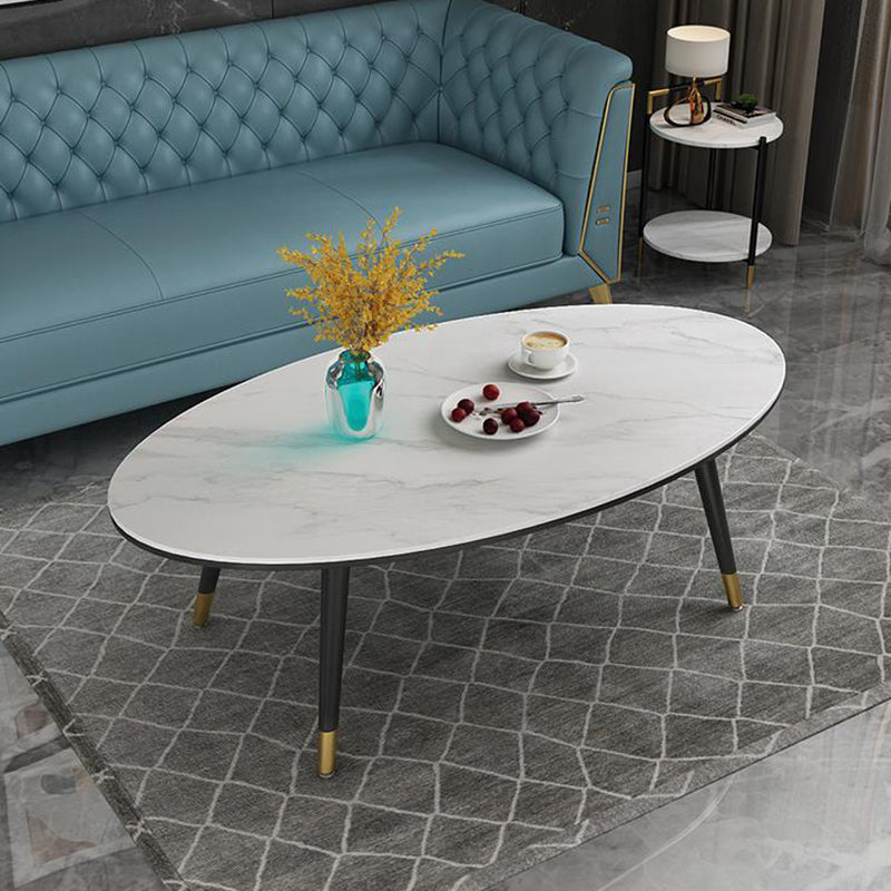 18.8" Tall Modern Ironcraft 4 Legs Black/white Slate Top Coffee Table Clearhalo 'Coffee & Accent Tables' 'Coffee Tables' 'coffee_tables' 'furn' 'furn_coffee_tables' 'Furniture' 'furniture_coffee_tables' 'Living Room Furniture' 5072942