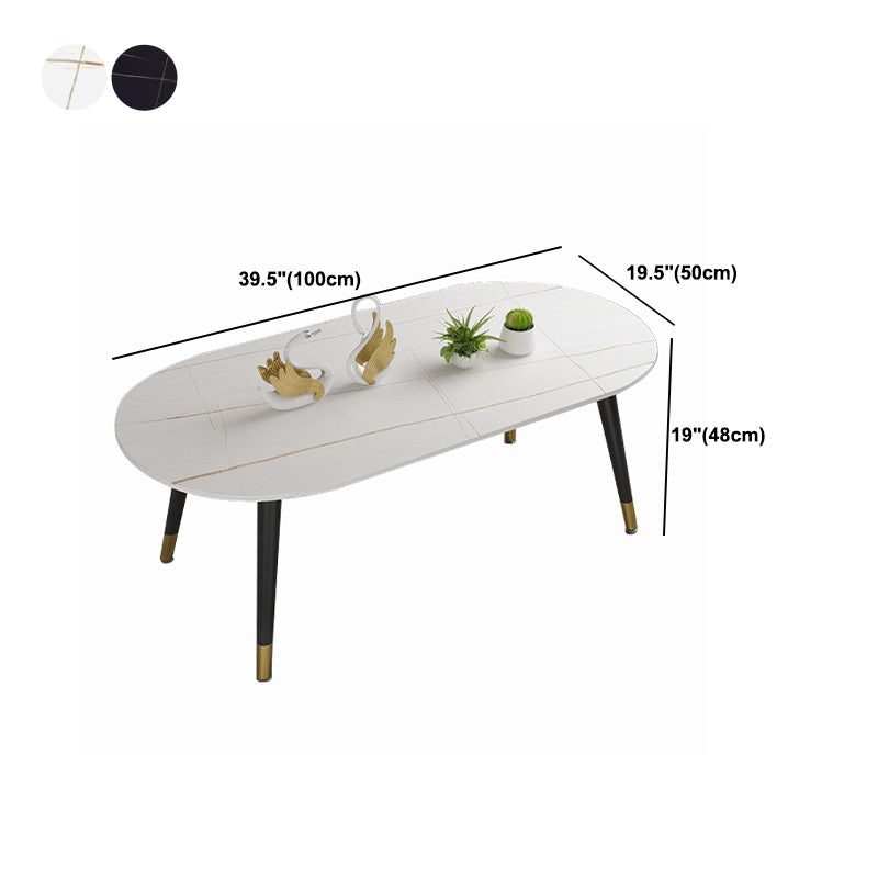 18.8" Tall Modern Ironcraft 4 Legs Black/white Slate Top Coffee Table Clearhalo 'Coffee & Accent Tables' 'Coffee Tables' 'coffee_tables' 'furn' 'furn_coffee_tables' 'Furniture' 'furniture_coffee_tables' 'Living Room Furniture' 5072950