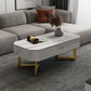 17.7" Tall Modern Metal Sled Base Slate Rectangular Top Coffee Table with Drawers Gold White Clearhalo 'Coffee & Accent Tables' 'Coffee Tables' 'coffee_tables' 'furn' 'furn_coffee_tables' 'Furniture' 'furniture_coffee_tables' 'Living Room Furniture' 5072952