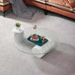 9.8"H Modern Marble Abstract Base Glass Round Coffee Table for Living Room White Clearhalo 'Coffee & Accent Tables' 'Coffee Tables' 'coffee_tables' 'furn' 'furn_coffee_tables' 'Furniture' 'furniture_coffee_tables' 'Living Room Furniture' 5072982