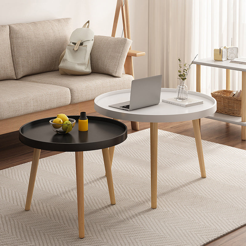 19.6"H Modern 3 Legs Wood Base Plastic Round Tray Top Coffee Table Clearhalo 'Coffee & Accent Tables' 'Coffee Tables' 'coffee_tables' 'furn' 'furn_coffee_tables' 'Furniture' 'furniture_coffee_tables' 'Living Room Furniture' 5073001
