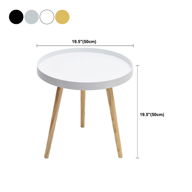 19.6"H Modern 3 Legs Wood Base Plastic Round Tray Top Coffee Table Clearhalo 'Coffee & Accent Tables' 'Coffee Tables' 'coffee_tables' 'furn' 'furn_coffee_tables' 'Furniture' 'furniture_coffee_tables' 'Living Room Furniture' 5073003