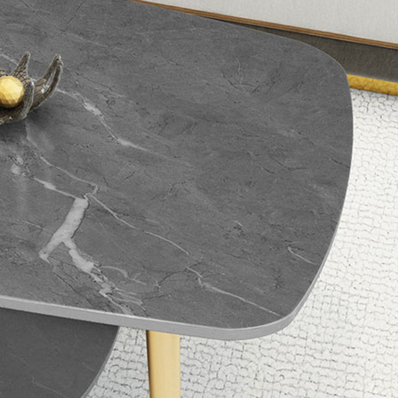 17.7"H Modern Ironcraft Cross Legs Slate Rectangular Table Top Coffee Table with Shelf Clearhalo 'Coffee & Accent Tables' 'Coffee Tables' 'coffee_tables' 'furn' 'furn_coffee_tables' 'Furniture' 'furniture_coffee_tables' 'Living Room Furniture' 5073017