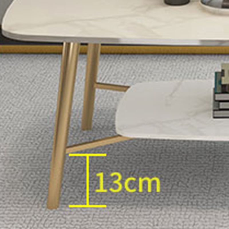 17.7"H Modern Ironcraft Cross Legs Slate Rectangular Table Top Coffee Table with Shelf Clearhalo 'Coffee & Accent Tables' 'Coffee Tables' 'coffee_tables' 'furn' 'furn_coffee_tables' 'Furniture' 'furniture_coffee_tables' 'Living Room Furniture' 5073019