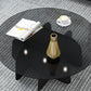 13.7"H Modern Metal Abstract Glass/slate Round Top Coffee Table Clearhalo 'Coffee & Accent Tables' 'Coffee Tables' 'coffee_tables' 'furn' 'furn_coffee_tables' 'Furniture' 'furniture_coffee_tables' 'Living Room Furniture' 5073033