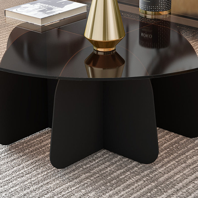 13.7"H Modern Metal Abstract Glass/slate Round Top Coffee Table Clearhalo 'Coffee & Accent Tables' 'Coffee Tables' 'coffee_tables' 'furn' 'furn_coffee_tables' 'Furniture' 'furniture_coffee_tables' 'Living Room Furniture' 5073034