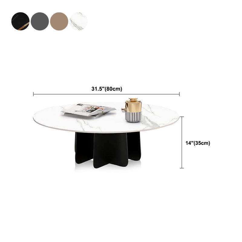 13.7"H Modern Metal Abstract Glass/slate Round Top Coffee Table Clearhalo 'Coffee & Accent Tables' 'Coffee Tables' 'coffee_tables' 'furn' 'furn_coffee_tables' 'Furniture' 'furniture_coffee_tables' 'Living Room Furniture' 5073040