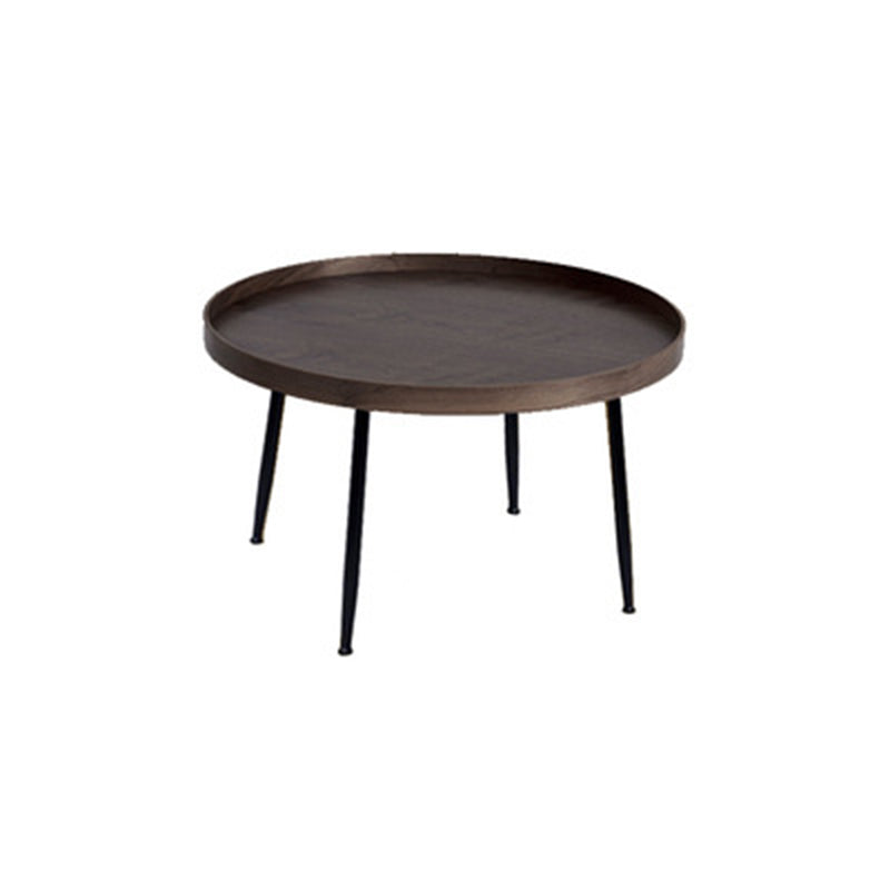 15.7"H Modern 4 Legs Metal Round Brown/Black Wood Top Coffee Table/Nesting Tables Clearhalo 'Coffee & Accent Tables' 'Coffee Tables' 'coffee_tables' 'Furniture' 'furniture_coffee_tables' 'Living Room Furniture' 5073045
