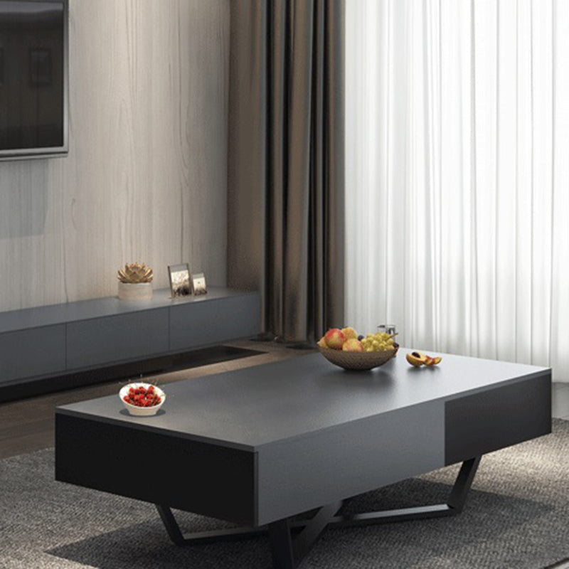 15.7"H Modern Metal Cross Leg Wood Rectangular Table Top Coffee Table Clearhalo 'Coffee & Accent Tables' 'Coffee Tables' 'coffee_tables' 'furn' 'furn_coffee_tables' 'Furniture' 'furniture_coffee_tables' 'Living Room Furniture' 5073074