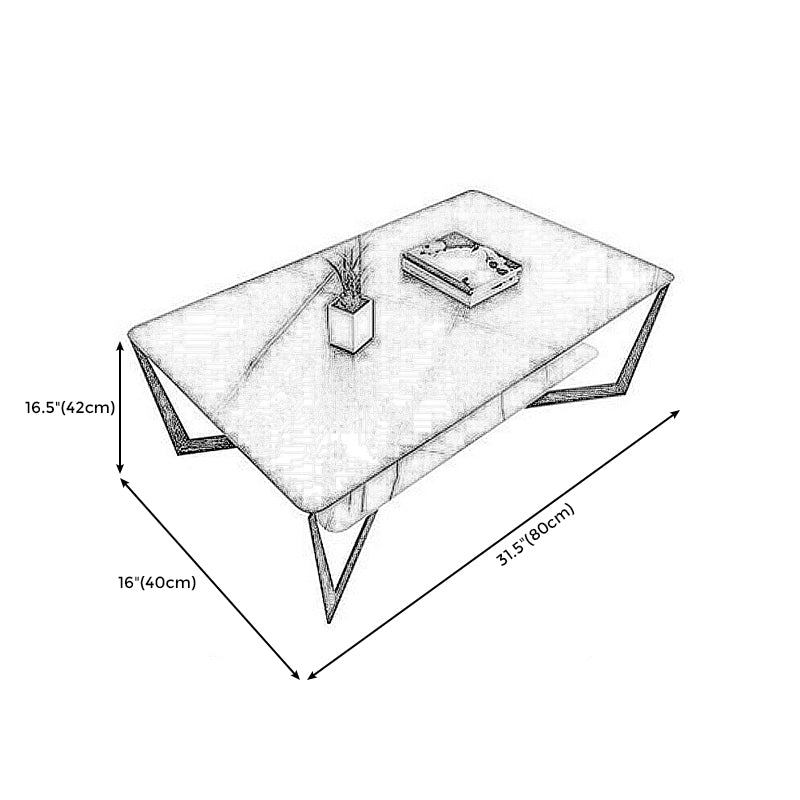 Modern Style Cocktail Table Rock Slate Top with Storage Rack Rectangular Coffee Table Clearhalo 'Coffee & Accent Tables' 'Coffee Tables' 'coffee_tables' 'furn' 'furn_coffee_tables' 'Furniture' 'furniture_coffee_tables' 'Living Room Furniture' 5073123