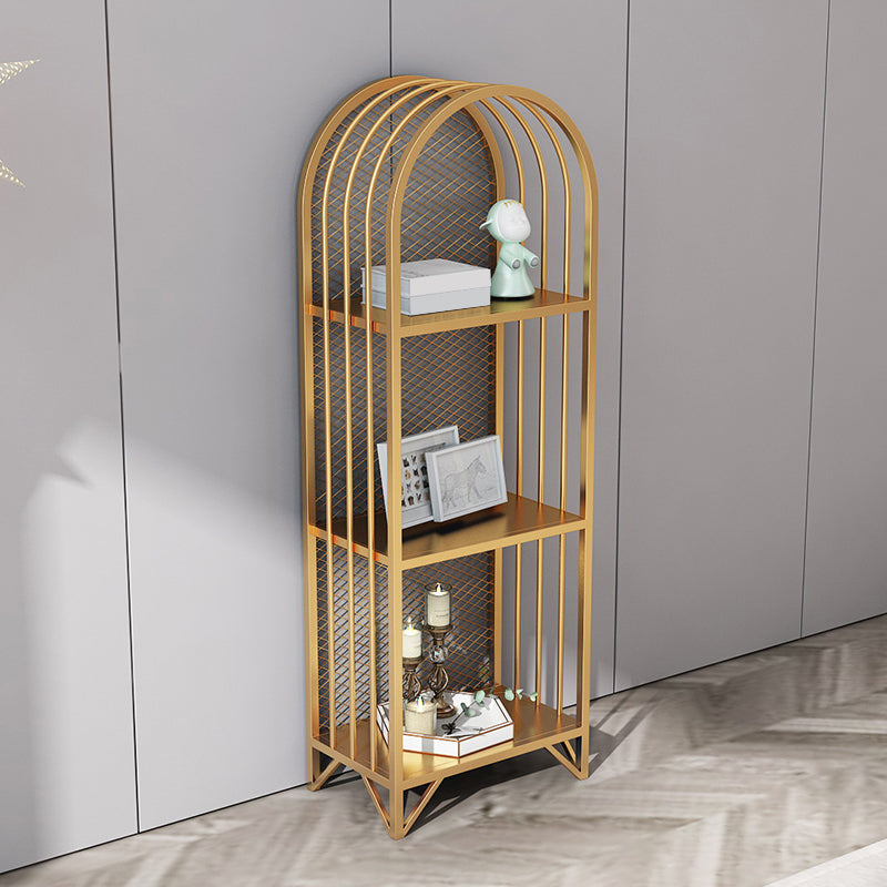 Modern Style Bookcase Standard Metal Closed Back Bookshelf for Home 15.7"L x 9.8"W x 45.7"H Gold Clearhalo 'Bookcases' 'furn' 'furn_bookcases' 'Furniture' 'furniture_bookcases' 'Office Furniture' 5073864