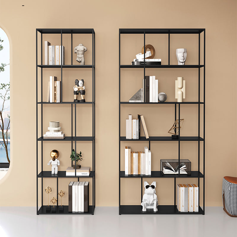 76.77"H Bookshelf Contemporary Style Open Back Black Bookcase for Home Office Clearhalo 'Bookcases' 'furn' 'furn_bookcases' 'Furniture' 'furniture_bookcases' 'Office Furniture' 5073909