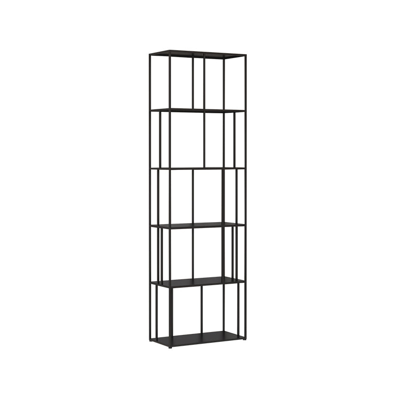 76.77"H Bookshelf Contemporary Style Open Back Black Bookcase for Home Office 23.6"L x 11.8"W x 76.8"H Gloss Black Clearhalo 'Bookcases' 'furn' 'furn_bookcases' 'Furniture' 'furniture_bookcases' 'Office Furniture' 5073910