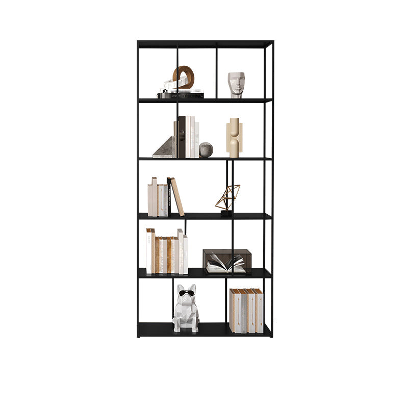 76.77"H Bookshelf Contemporary Style Open Back Black Bookcase for Home Office 35.4"L x 11.8"W x 76.8"H Black Clearhalo 'Bookcases' 'furn' 'furn_bookcases' 'Furniture' 'furniture_bookcases' 'Office Furniture' 5073911