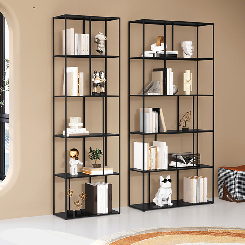 76.77"H Bookshelf Contemporary Style Open Back Black Bookcase for Home Office Clearhalo 'Bookcases' 'furn' 'furn_bookcases' 'Furniture' 'furniture_bookcases' 'Office Furniture' 5073912