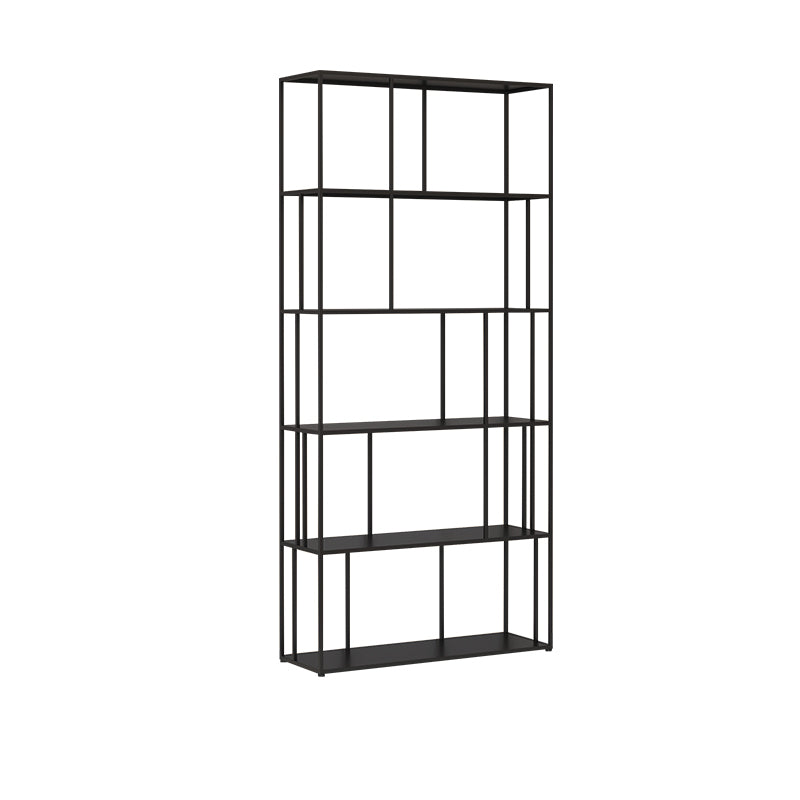 76.77"H Bookshelf Contemporary Style Open Back Black Bookcase for Home Office 35.4"L x 11.8"W x 76.8"H Gloss Black Clearhalo 'Bookcases' 'furn' 'furn_bookcases' 'Furniture' 'furniture_bookcases' 'Office Furniture' 5073913