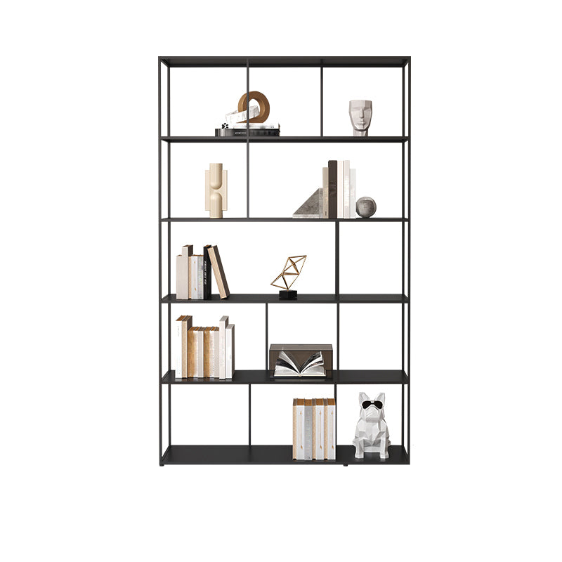 76.77"H Bookshelf Contemporary Style Open Back Black Bookcase for Home Office 47.2"L x 11.8"W x 76.8"H Black Clearhalo 'Bookcases' 'furn' 'furn_bookcases' 'Furniture' 'furniture_bookcases' 'Office Furniture' 5073915