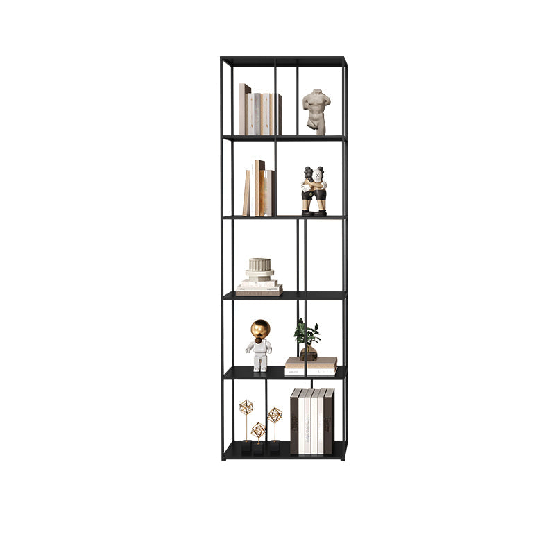 76.77"H Bookshelf Contemporary Style Open Back Black Bookcase for Home Office 23.6"L x 11.8"W x 76.8"H Black Clearhalo 'Bookcases' 'furn' 'furn_bookcases' 'Furniture' 'furniture_bookcases' 'Office Furniture' 5073917