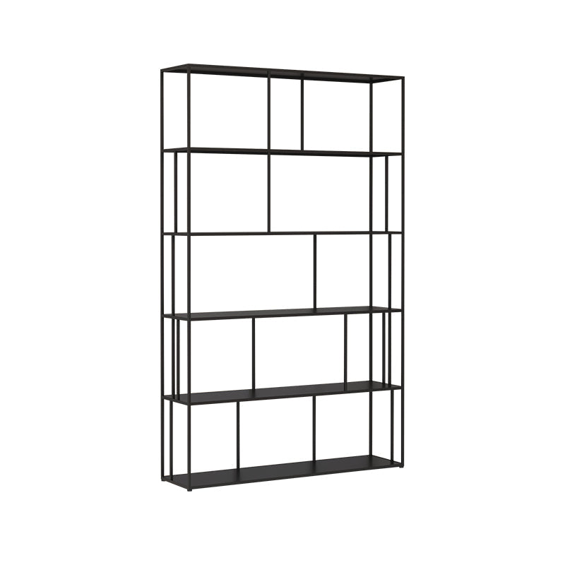 76.77"H Bookshelf Contemporary Style Open Back Black Bookcase for Home Office 47.2"L x 11.8"W x 76.8"H Gloss Black Clearhalo 'Bookcases' 'furn' 'furn_bookcases' 'Furniture' 'furniture_bookcases' 'Office Furniture' 5073918