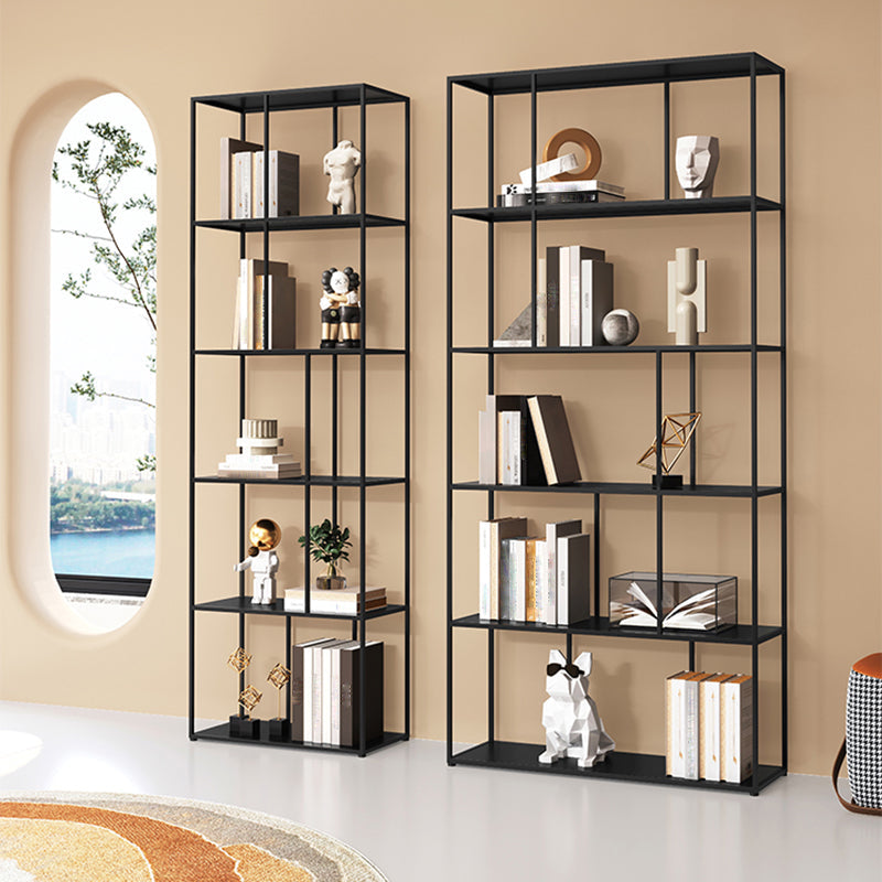 76.77"H Bookshelf Contemporary Style Open Back Black Bookcase for Home Office Clearhalo 'Bookcases' 'furn' 'furn_bookcases' 'Furniture' 'furniture_bookcases' 'Office Furniture' 5073921
