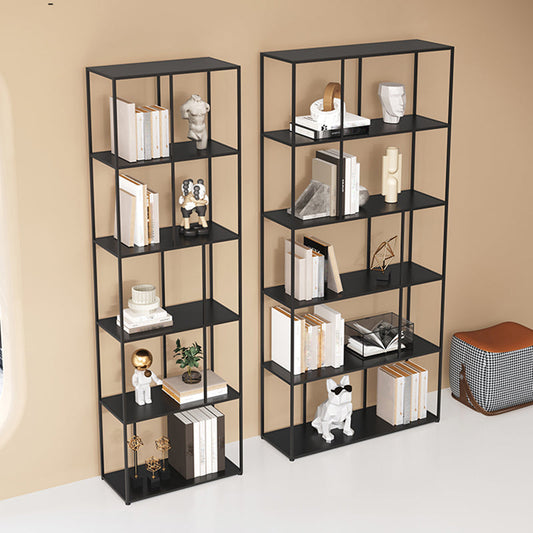76.77"H Bookshelf Contemporary Style Open Back Black Bookcase for Home Office Clearhalo 'Bookcases' 'furn' 'furn_bookcases' 'Furniture' 'furniture_bookcases' 'Office Furniture' 5073923