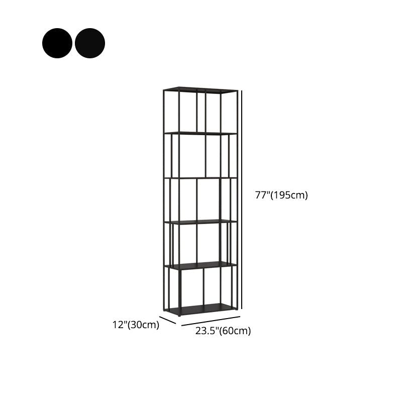 76.77"H Bookshelf Contemporary Style Open Back Black Bookcase for Home Office Clearhalo 'Bookcases' 'furn' 'furn_bookcases' 'Furniture' 'furniture_bookcases' 'Office Furniture' 5073924
