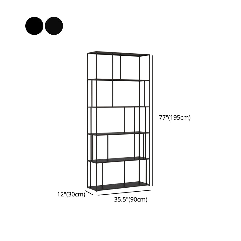 76.77"H Bookshelf Contemporary Style Open Back Black Bookcase for Home Office Clearhalo 'Bookcases' 'furn' 'furn_bookcases' 'Furniture' 'furniture_bookcases' 'Office Furniture' 5073925
