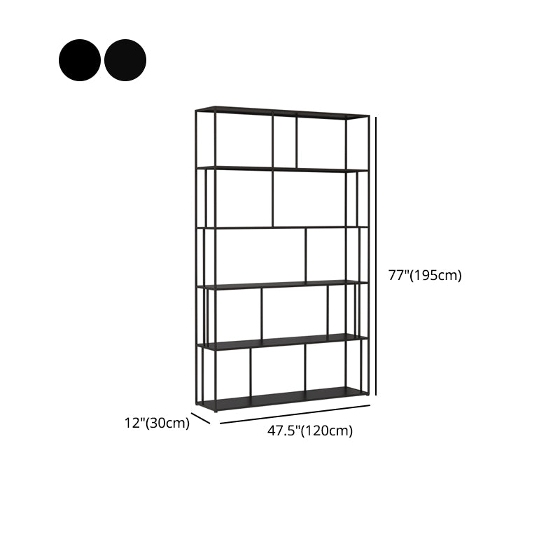 76.77"H Bookshelf Contemporary Style Open Back Black Bookcase for Home Office Clearhalo 'Bookcases' 'furn' 'furn_bookcases' 'Furniture' 'furniture_bookcases' 'Office Furniture' 5073926