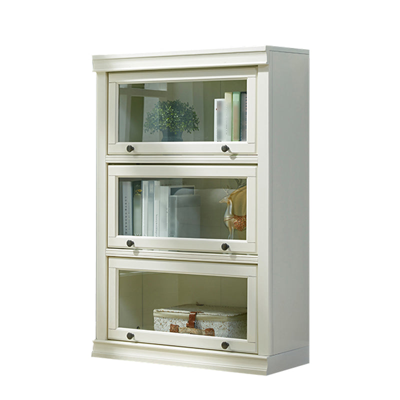 Contemporary Style Bookshelf with Door White Bookcase for Office and Study Room 31.5"L x 12.8"W x 47.6"H Clearhalo 'Bookcases' 'furn' 'furn_bookcases' 'Furniture' 'furniture_bookcases' 'Office Furniture' 5074018