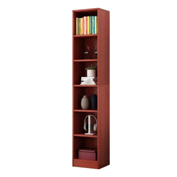 Manufactured Wood Standard Bookshelf Contemporary Closed Back Vertical Bookshelf Red Brown 13.8"L x 9.4"W x 70.9"H Bookcases Clearhalo 'Bookcases' 'Furniture' 'furniture_bookcases' 'Office Furniture' 5074045
