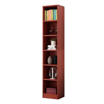 Manufactured Wood Standard Bookshelf Contemporary Closed Back Vertical Bookshelf Red Brown 13.8"L x 9.4"W x 70.9"H Bookcases Clearhalo 'Bookcases' 'Furniture' 'furniture_bookcases' 'Office Furniture' 5074045