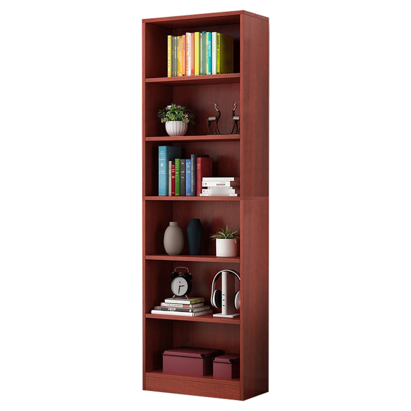 Manufactured Wood Standard Bookshelf Contemporary Closed Back Vertical Bookshelf Red Brown 23.6"L x 9.4"W x 70.9"H Bookcases Clearhalo 'Bookcases' 'Furniture' 'furniture_bookcases' 'Office Furniture' 5074047