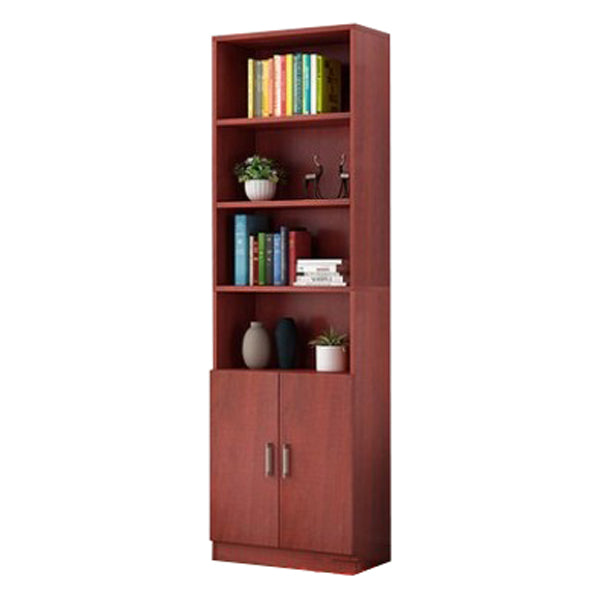 Manufactured Wood Standard Bookshelf Contemporary Closed Back Vertical Bookshelf Red Brown 23.6"L x 9.4"W x 70.9"H Cabinets Clearhalo 'Bookcases' 'Furniture' 'furniture_bookcases' 'Office Furniture' 5074048