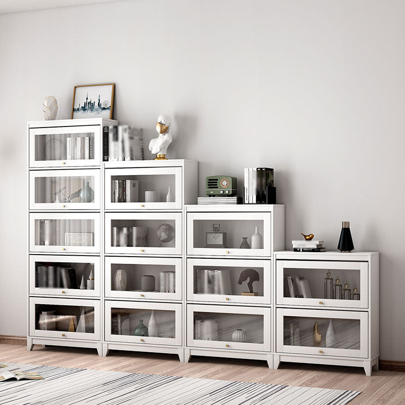 Manufactured Wood Standard Bookcase White Contemporary Bookcase with Glass Doors Clearhalo 'Bookcases' 'furn' 'furn_bookcases' 'Furniture' 'furniture_bookcases' 'Office Furniture' 5074069