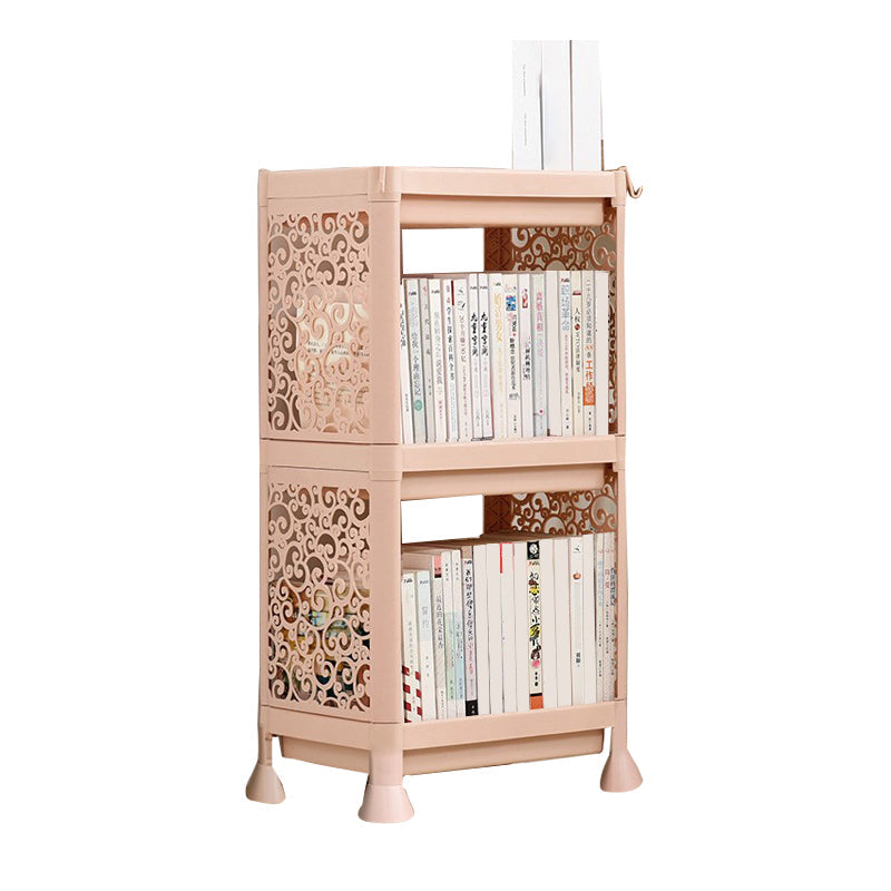 Contemporary Style Bookshelf Plastic Open Back Bookcase for Home Office 14.2"L x 9.4"W x 26.4"H Off-White Clearhalo 'Bookcases' 'furn' 'furn_bookcases' 'Furniture' 'furniture_bookcases' 'Office Furniture' 5074089