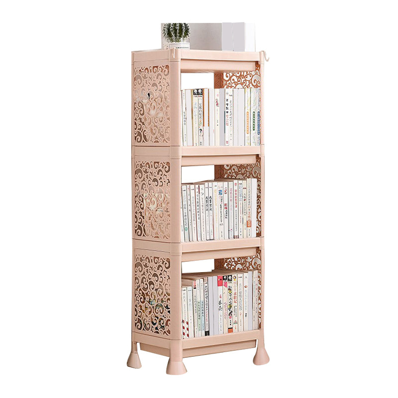 Contemporary Style Bookshelf Plastic Open Back Bookcase for Home Office 14.2"L x 9.4"W x 38.2"H Off-White Clearhalo 'Bookcases' 'furn' 'furn_bookcases' 'Furniture' 'furniture_bookcases' 'Office Furniture' 5074091
