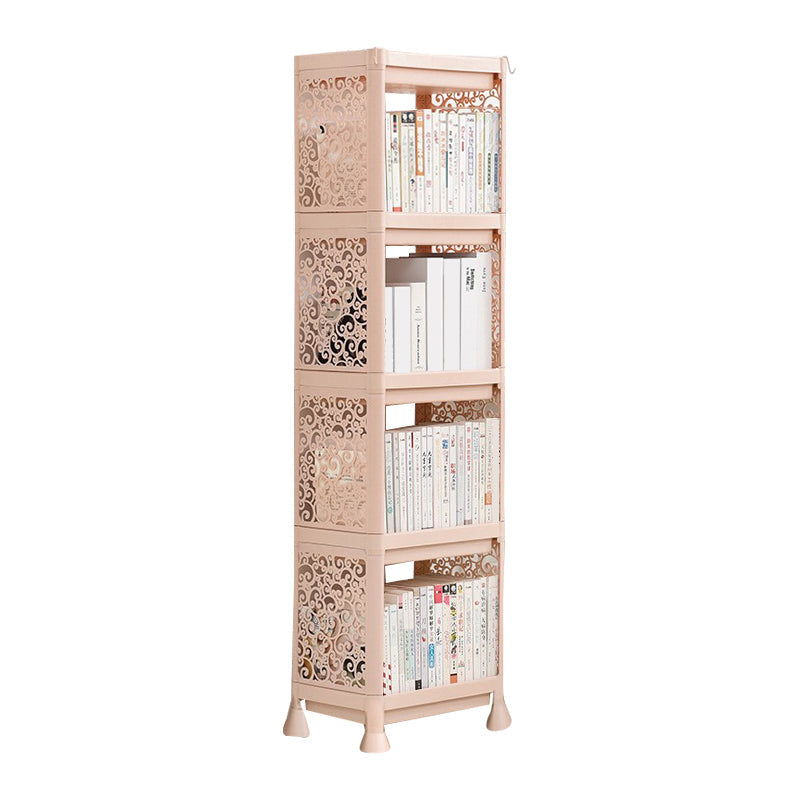 Contemporary Style Bookshelf Plastic Open Back Bookcase for Home Office 14.2"L x 9.4"W x 50"H Off-White Clearhalo 'Bookcases' 'furn' 'furn_bookcases' 'Furniture' 'furniture_bookcases' 'Office Furniture' 5074093